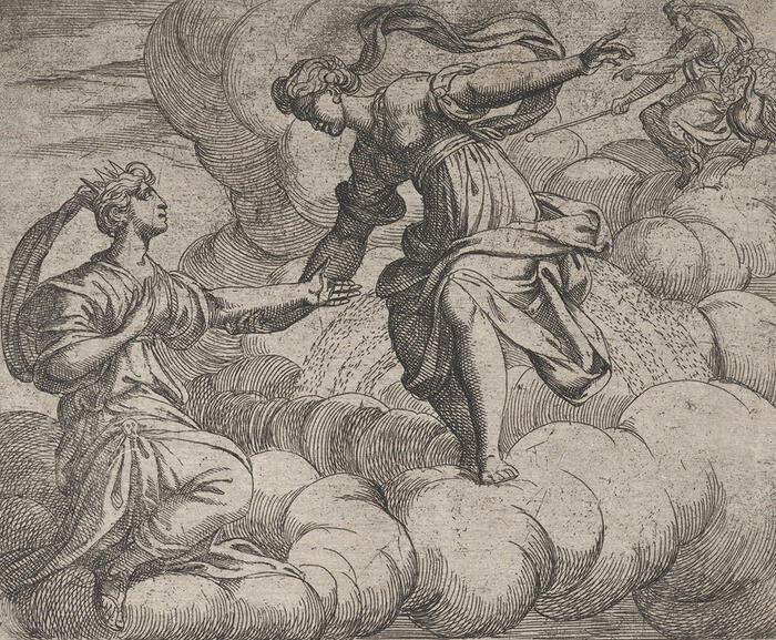 Plate 145: Hersilia Taken to the Heavens (Hersilia Romuli coniunx in Oram deam a Iunone constituitur), from Ovid's 'Metamorphoses'